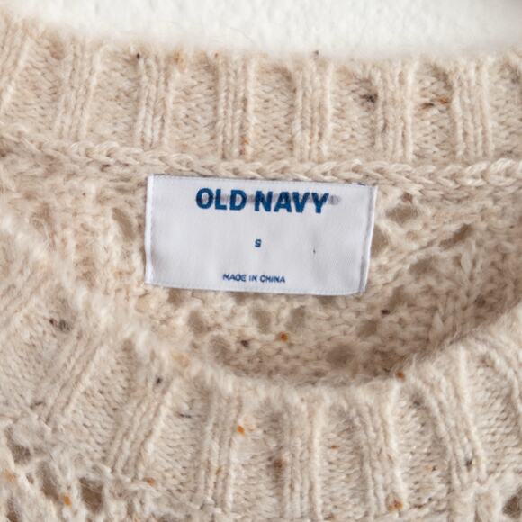 Old Navy Sweater Set To Taupe Wool Blend Pointelle Pullover Size Small - Picture 6 of 8